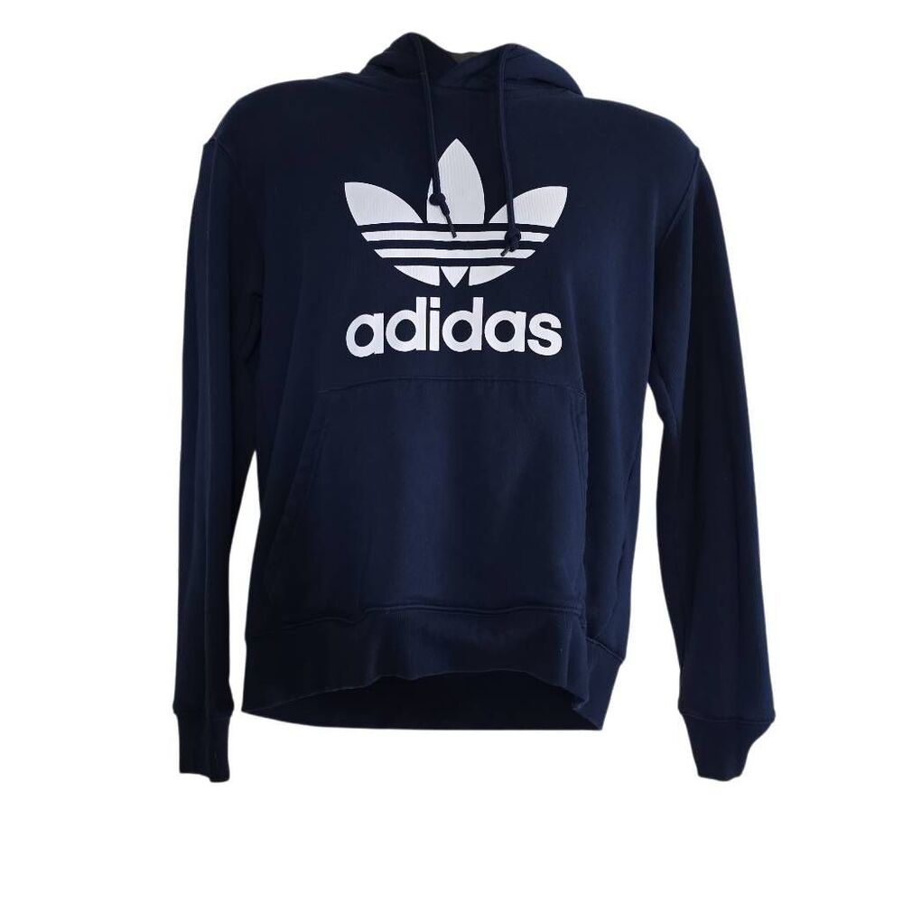 Adidas Men's Size Small Navy White Trefoil Logo Pullover Hoodie - Picture 1 of 6
